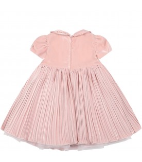 Pink dress for baby girl with bow