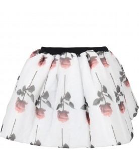 White skirt for girl with roses