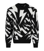 Neil Barrett Kids Black sweater for boy with iconic white lightning bolts
