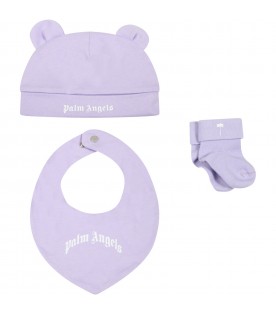 Lilac set for baby girl with white logo