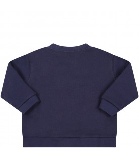Blue sweatshirt for baby boy with white logo