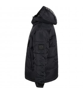 Black jacket for boy with gray logo