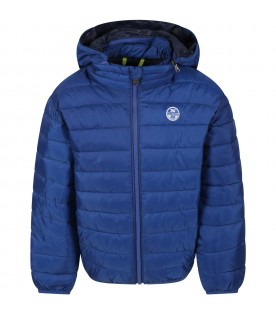 Blue jacket for boy with patch logo