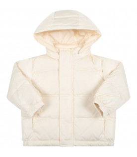 Ivory jacket for babykids with gray logo