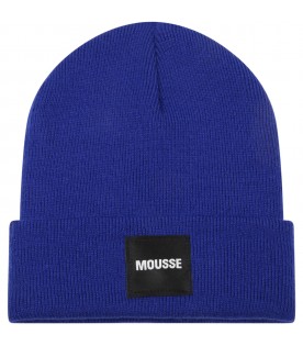 Blue hat for kids with logo patch
