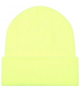 Neon-yellow hat for kids with logo patch