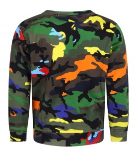 Green sweatshirt for kids with camouflage print