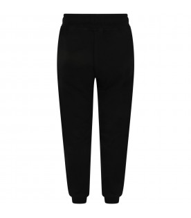 Black sweatpants for boy with smiley face