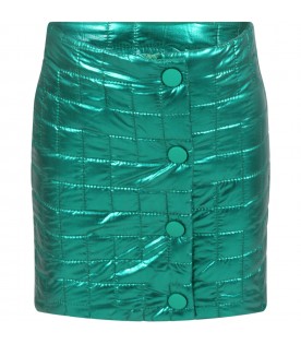 Green skirt for girl with buttons