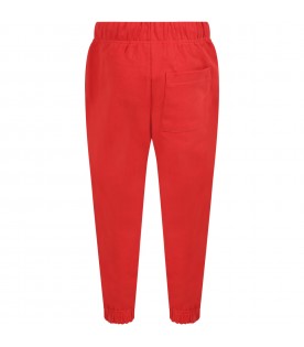 Red trousers for kids with white logo