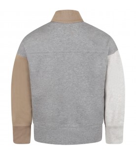 Grey sweatshirt for kids with ligh-blue logo