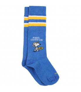 Blue socks for kids with Snoopy