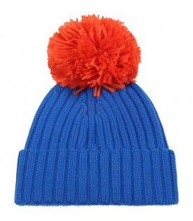 Multicolor beanie for kid with pom poms