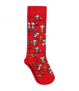 Red socks for kids with Snoopy