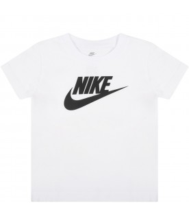 White T-shirt for baby boy with double logo