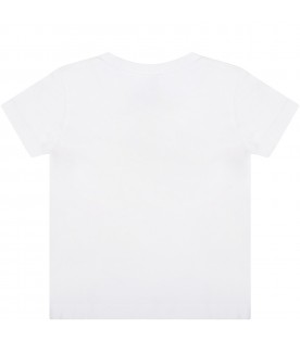 White T-shirt for baby boy with double logo