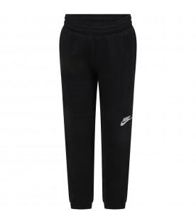 Black sweatpants for boy with double logo