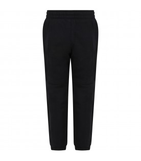 Black sweatpants for boy with double logo