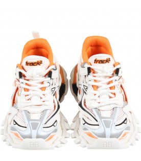White "Trak.2" sneakers for kids with logo