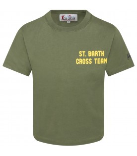 Green T-shirt for boy with Snoopy and logo