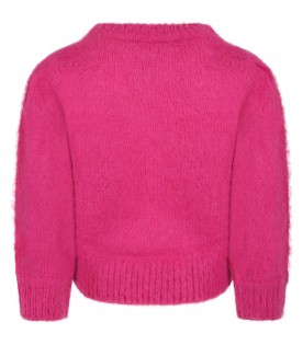 Fuchsia sweater for girl with patches