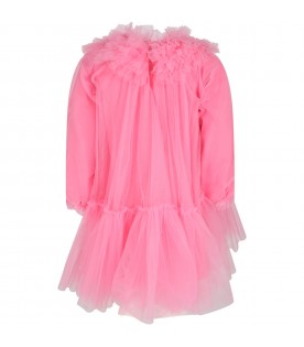 Fuchsia dress for girl with tulle
