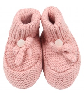 Pink slippers for baby girl with bow