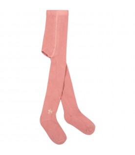 Pink tights for baby girl with logo