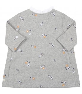Gray dress for baby girl with flowers