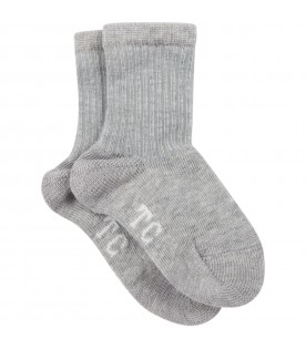 Gray socks for baby boy with logo