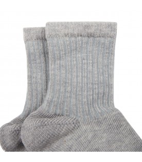 Gray socks for baby boy with logo
