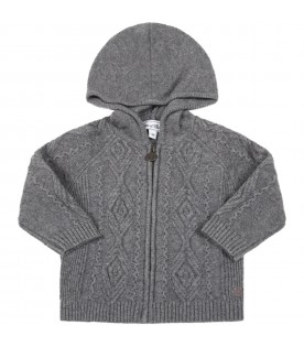 Gray jacket for baby boy with patch logo