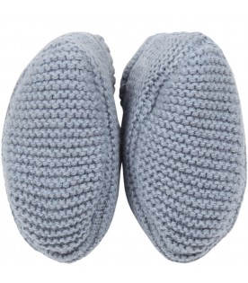 Light-blue slippers for baby girl with bow