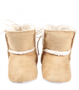 Beige boots for baby girl with ivory details