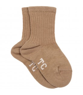 Brown socks for baby boy with logo