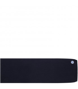 Blue scarf for boy with logo patch
