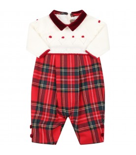 Multicolor jumpsuit for babykids with red check