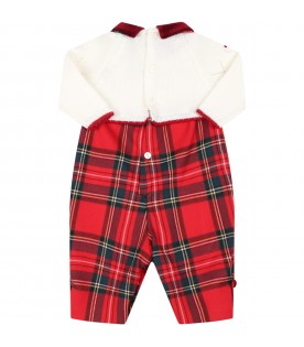 Multicolor jumpsuit for babykids with red check