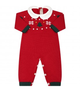 Red jumpusit for babykids with Christmas detail