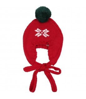 Red hat for babykids with pom pom