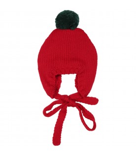 Red hat for babykids with pom pom