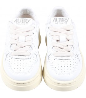 White sneakers for kids with ivory deatils