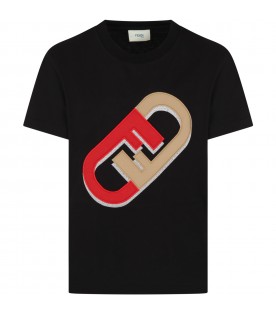 Black T-shirt for kids with iconic double F