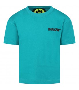 Green T-shirt for kids with logo and iconic smiley