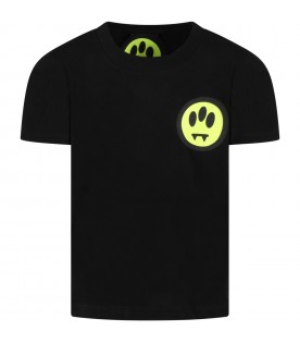 Black T-shirt for kids with black logo