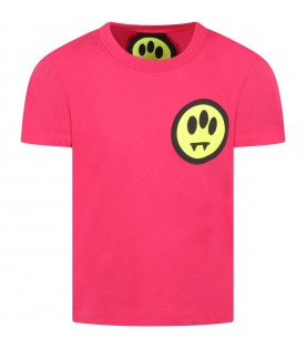 Fuchsia T-shirt for kids with black logo