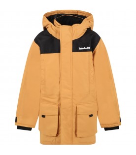 Orange jacket for boy with logo