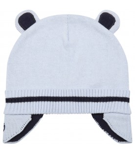 Light-blue hat for baby boy with logo