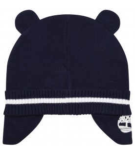 Blue hat for baby boy with logo