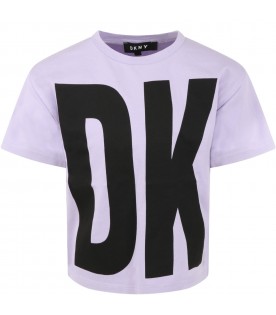Purple T-shirt for girl with black logo